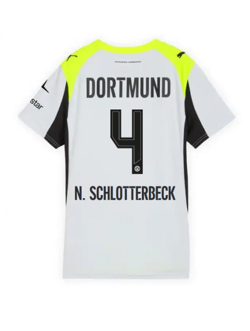 Billige Borussia Dortmund Nico Schlotterbeck #4 Bortedrakt Dame 2025-26 Kortermet Billige Borussia Dortmund Nico Schlotterbeck #4 Bortedrakt Dame 2025-26 Kortermet